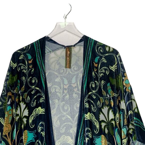 Aratta Silent Journey Ascott Kimono Topper Duster Burnout Emerald Pattern OS - Picture 4 of 10